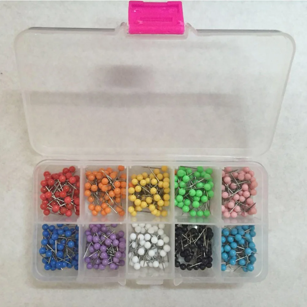 

500pcs Multi-color Push Round Head Map Tacks for Maps Calendar Whiteboard Fabric Making (Ten Color)