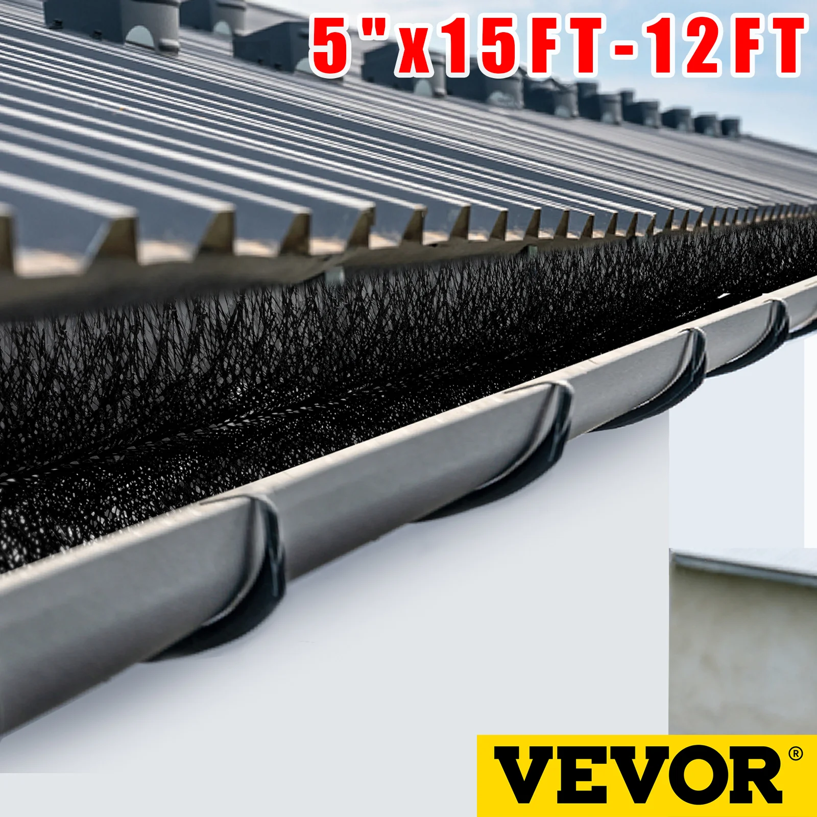 

VEVOR Gutter Guard Cylinder-Shaped Brush Easy On Gutter Guard 5" Gutter Brush W/ Bristle Easy To Clean For Roof Gutter Outdoor