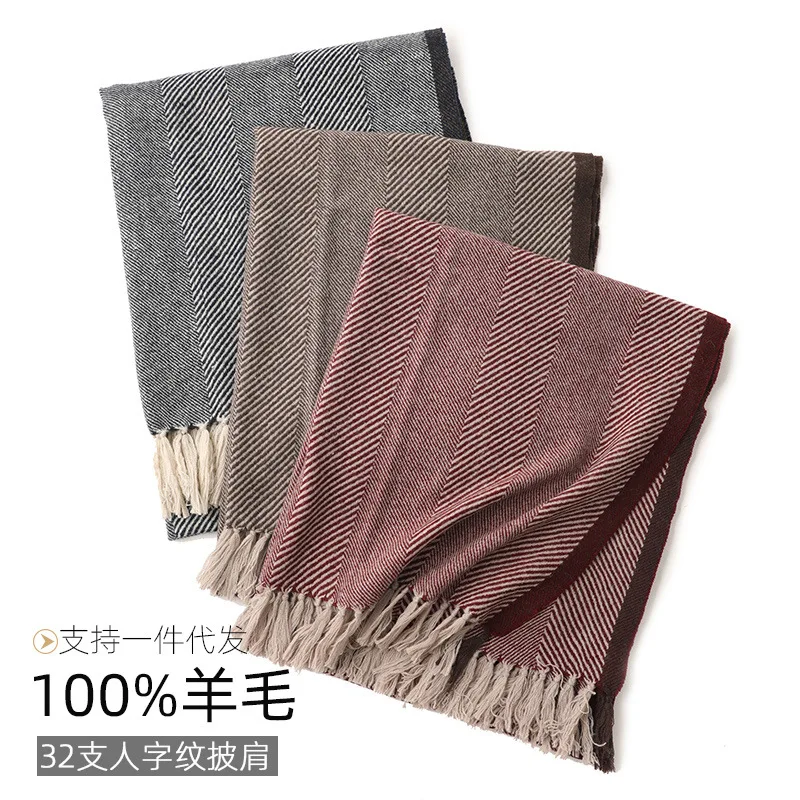 

100% Pure Wool Scarf Women Luxury 2021 Shawls and Wraps Pashmina Winter Warm Wool Scarves for Ladies Plaid Cashmere Scarf Femme