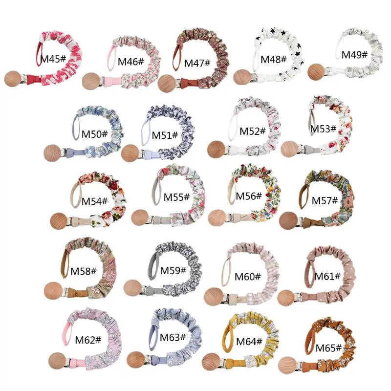 

Baby Cotton Pacifier Chain Beech Wood Pacifier Clip Infant Teething Toys Holder For Nipples Baby Teether Drop Ship