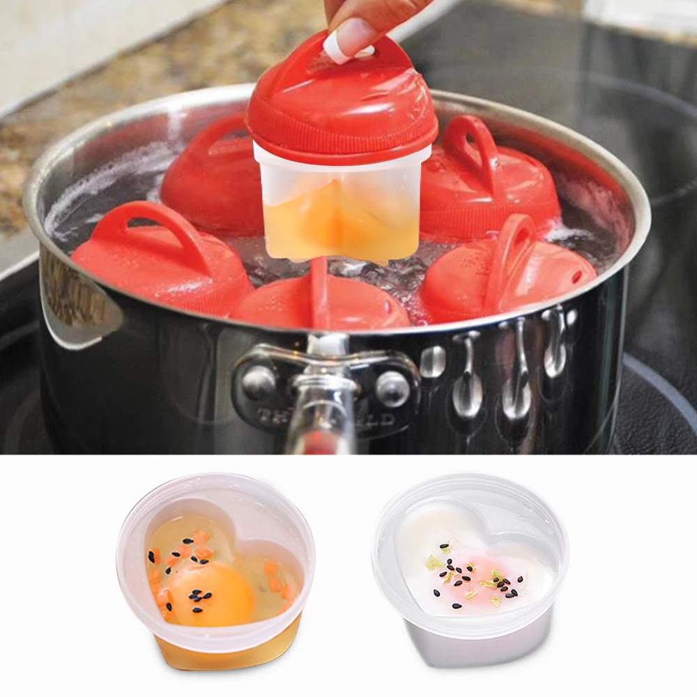 В форме сердца Портативный силикагель яичный котел яйцо Пароварка