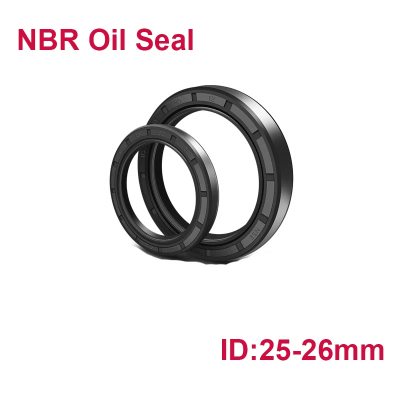 

NBR Oil Seal Double Lip,Internal Metal band Spring External Nitrile Rubber Coating Sealing Ring ID 25-26mm OD 30-80mm 10Pcs