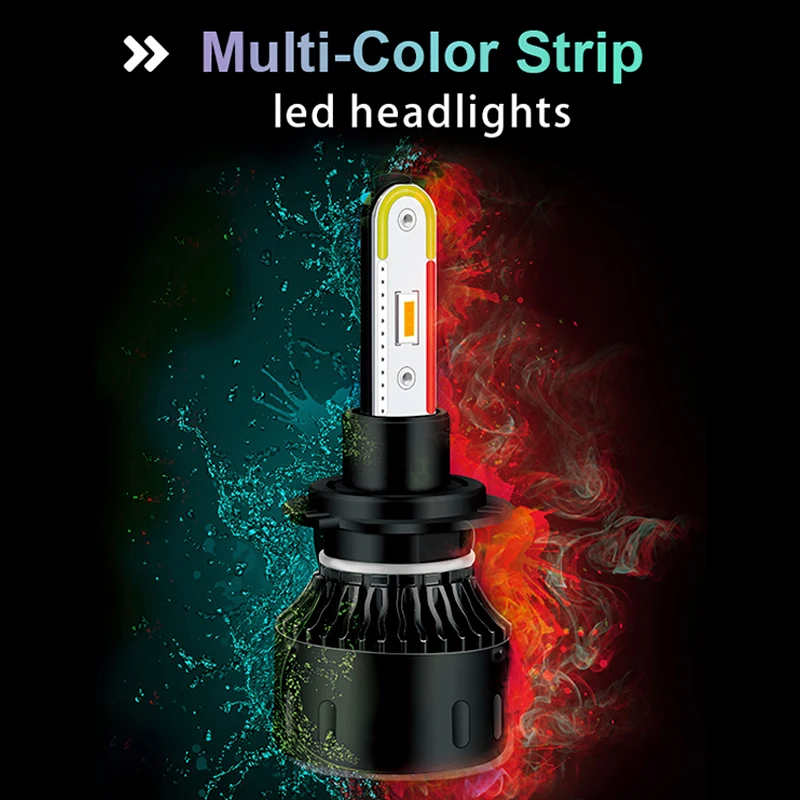 RGB H4 светодиодный H7 автомобильный головной светильник лампа многоцветная