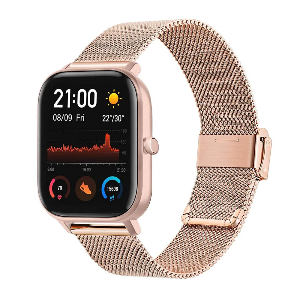 Quick Release Stainless Steel Loop Strap for Amazfit GTS 2 2e Mini Bip U Pro Watch Wrist Band Xiaomi Huami S Lite Pop | Электроника
