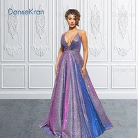 v neck shimmery prom dresses women 2022 purple spaghetti straps shiny formal evening dresses for party vestidos de fiesta