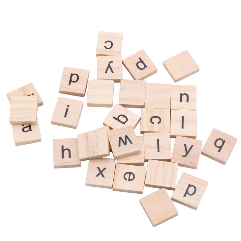 

100 Wooden Alphabet Tiles Black Letters Wood Scrapbooking
