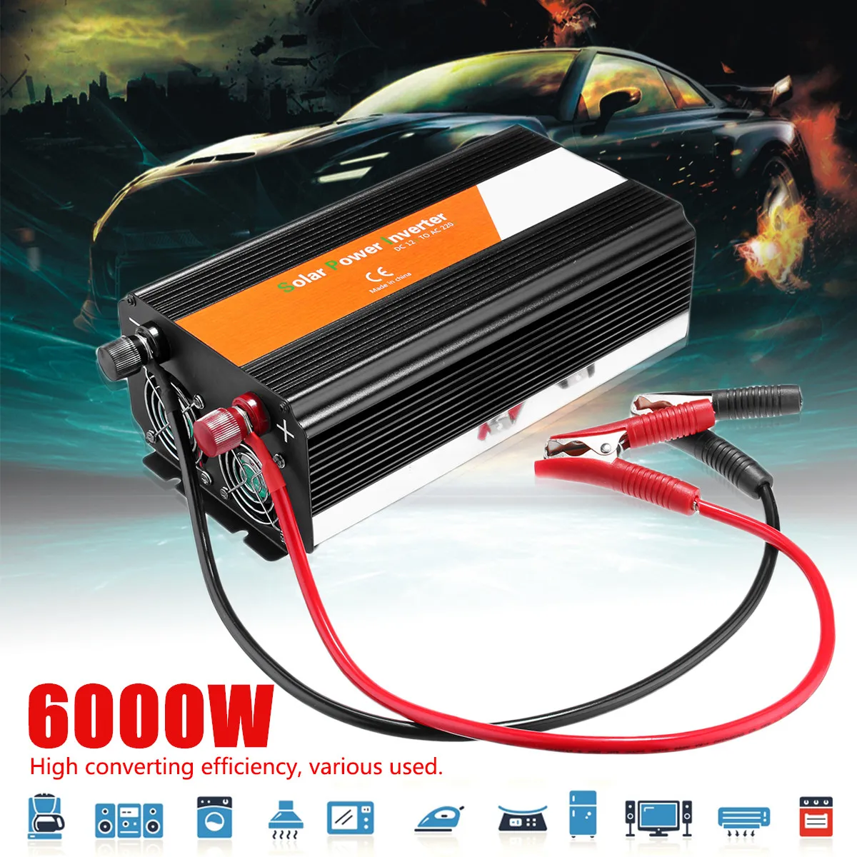 12/24V постоянного тока до 220/110V верхушкой с 6000W Напряжение трансформатор автомобильный инвертор Модифицированная синусоида преобразователь предохранитель, и он имеет высокую эффективность автомобильной