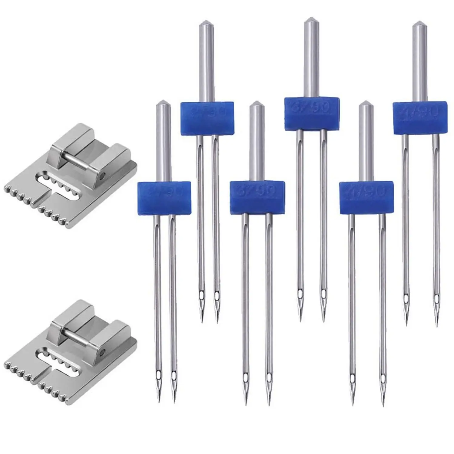 

Household Presser Foot Feet Kit with 2.0/90 3.0/90 4.0/90 Double Twin Sewing Machine Needles Pins