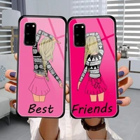 girls bff best friends forever phone case glow luminous glass for samsung galaxy s20 5g10 plus elite s20 ultra note p9 10e cover