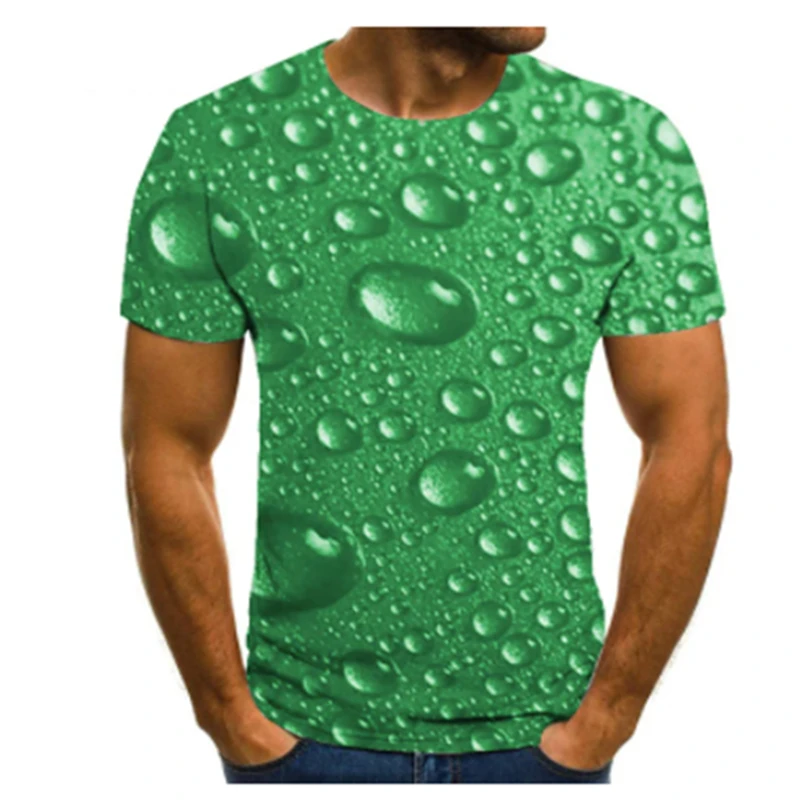 

2021 new round neck 3d printing water drop men's T-shirt fashion brand T-shirt men's 3d printing top Fashion sports breathable