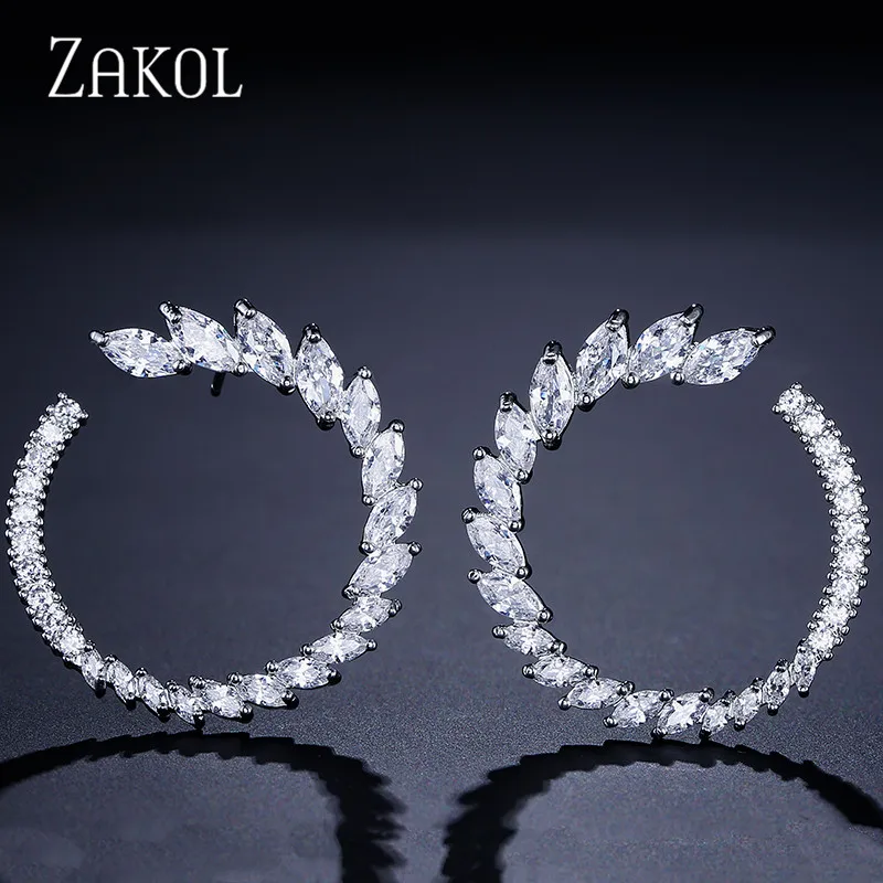 ZAKOL Маркиза Кристалл циркония окруженный трендовые серьги гвоздики девушка