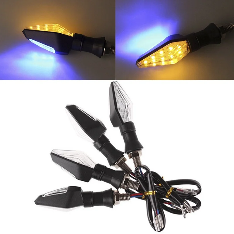 2×Amber Motorcycle LED Sequential Flowing Turn Signal Indicator Light Lamp