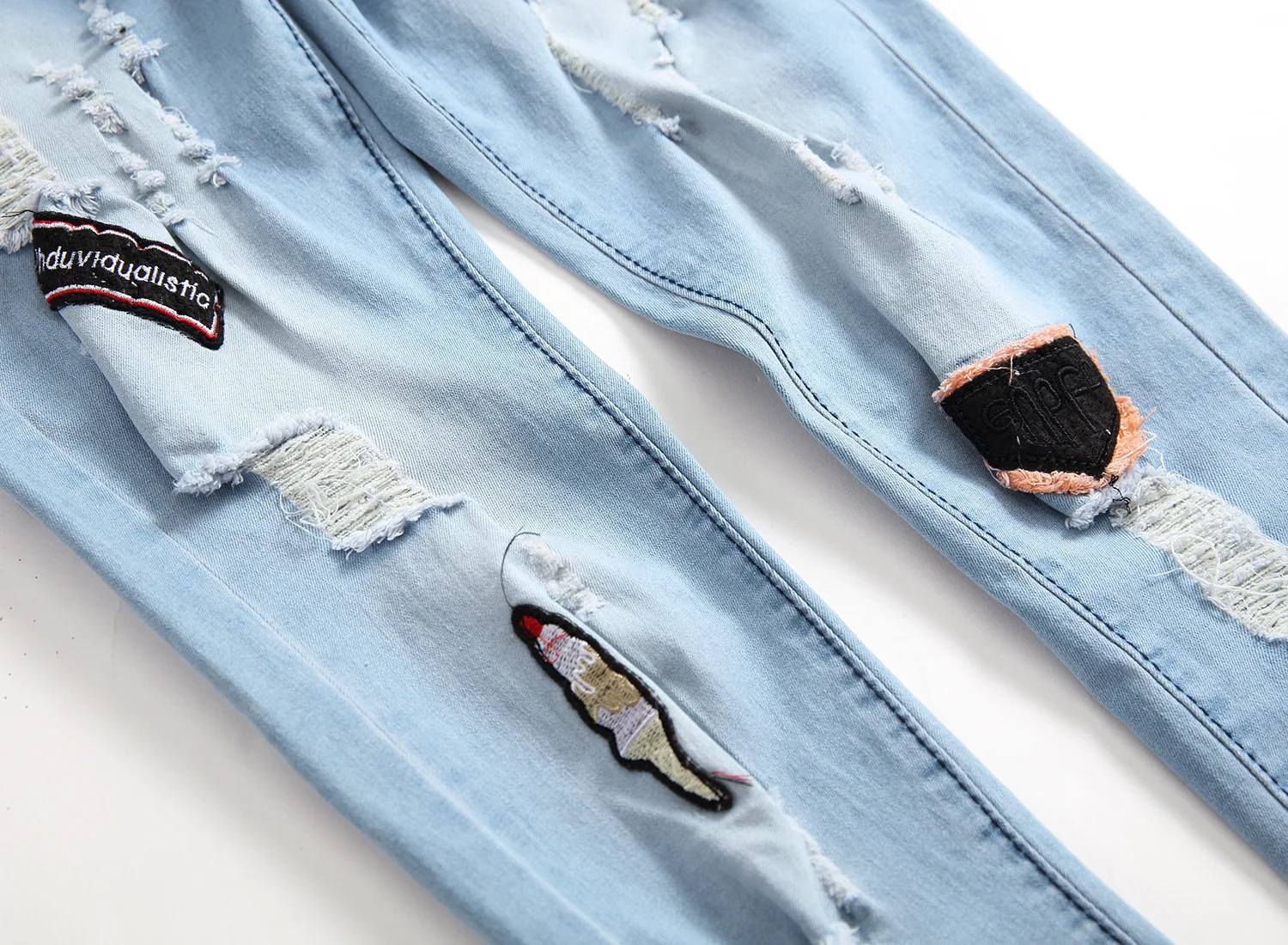 

Male Pencil Joggers Stretch Blue Pants Skinny jeans men Drawstring Slim Fit Men's jean fashion Casual denim pant dropshipping