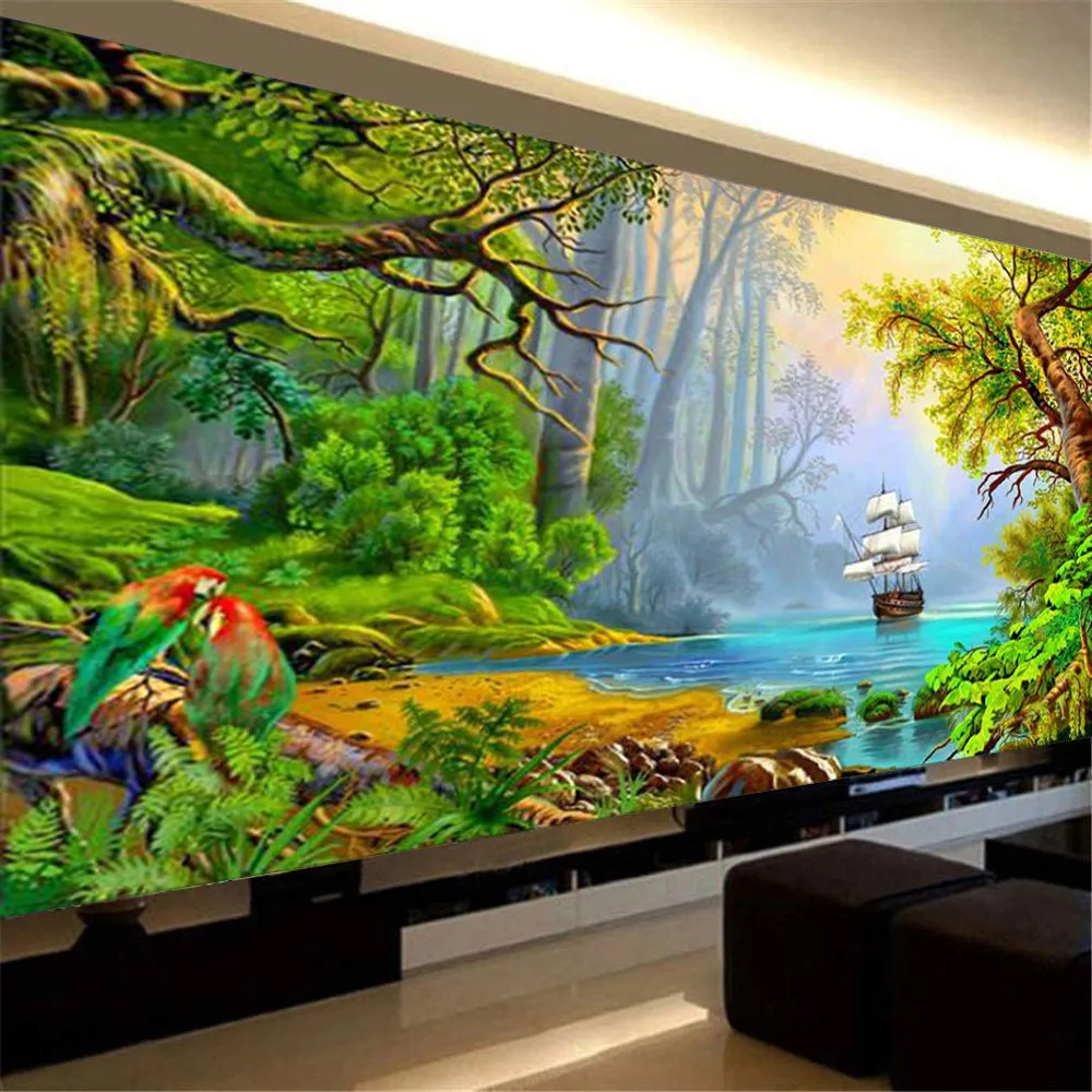 

5D алмазная живопись «сделай сам», пейзаж, полная круглая Алмазная вышивка, мозаика, лес, весенние украшения для дома