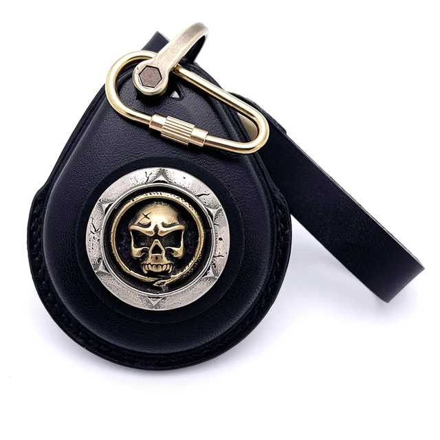 Smart key genuine leather case fob cover for harley davidson indian 883 x48 1200 street glide keychains pure brass modifications