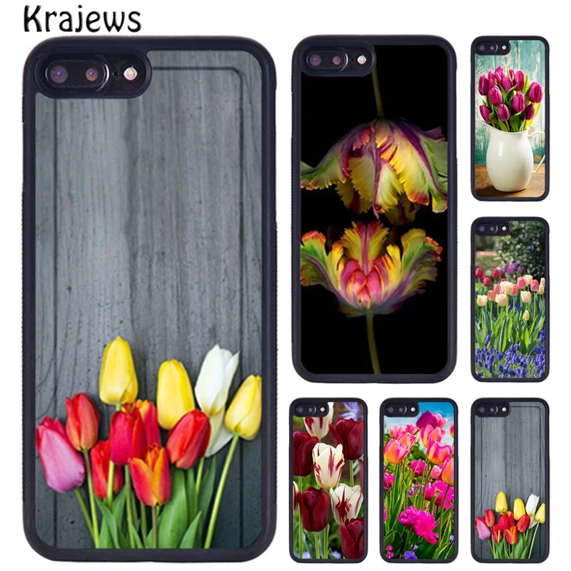 Чехол krajew для телефона с красными и розовыми тюльпанами iPhone X XR XS 11 12 Pro MAX 5 6 6S 7 8 Plus