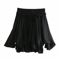 fashion elastic waist sexy irregular ruffle skirt female chiffon elastic elastic waist elegant big swing skirt joint clothing