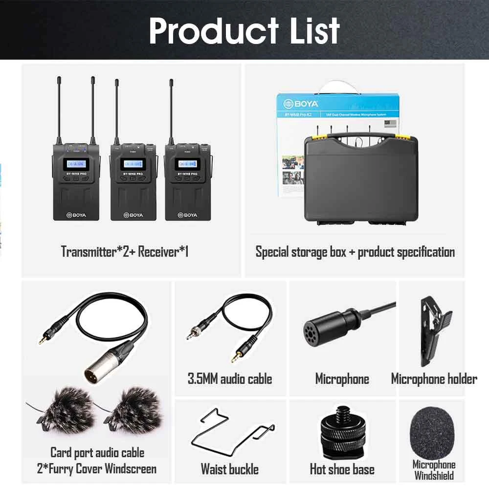 BOYA BY-WM8 Pro K1/K2 Mic беспроводные ПЕТЛИЧНЫЕ микрофонные системы для видео интервью трансляции Canon Nikon DSLR камера видеокамера