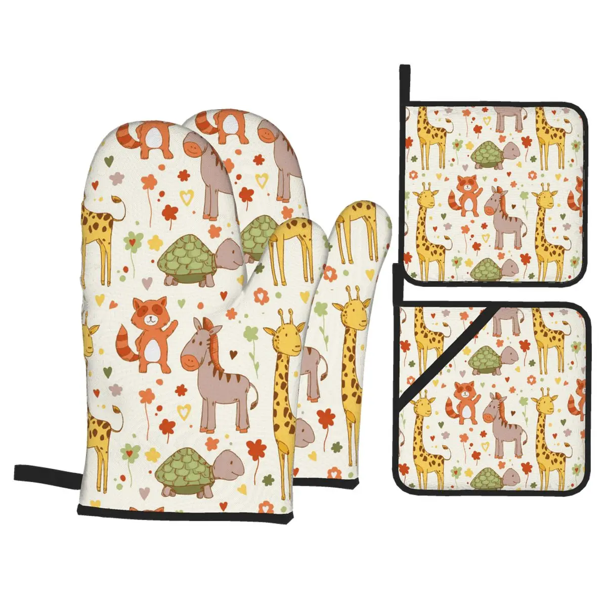 

4 шт. Прихватки полиэстер выпечки изолирующие перчатки Африка зоопарк Животные печь термостойкие Кухня перчатки, перчатки для духовки прих...
