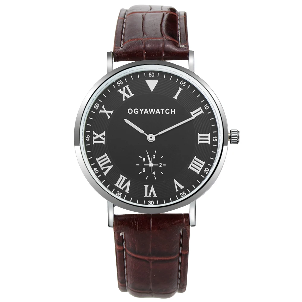 Reloj Hombre 2019 модные римские цифры Мужские часы Роскошные деловые наручные кожаные
