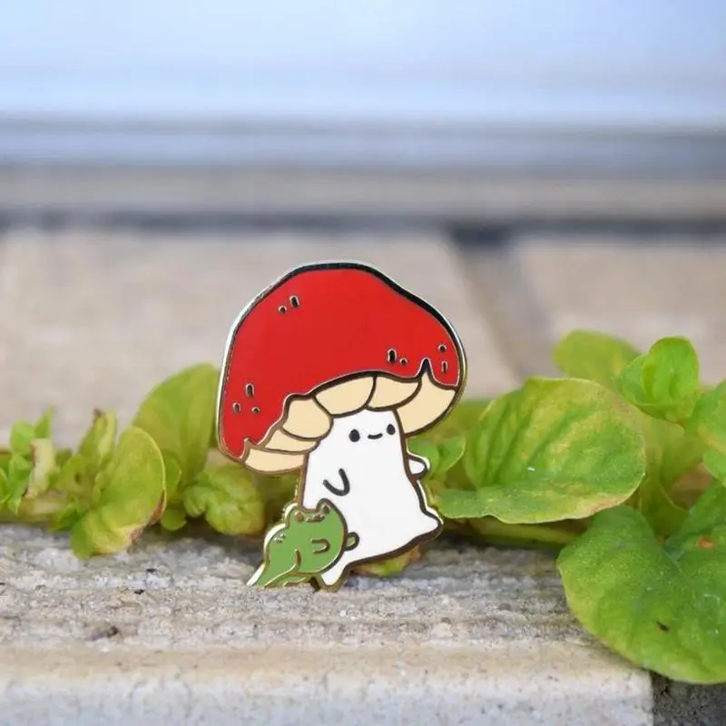 Жесткая эмалированная булавка в виде гриба и Froggo милая кавайная натуральная на