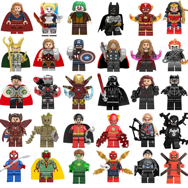 Фигурки супер героев 30 комплектов мини Мстители Marvel DC фигурки капитан Железный человек Тор Бэтмен Аквамен Дэдпул Детские игрушки Подарки