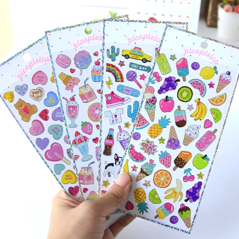 Еда животных милые лазерные Декоративные Канцелярские наклейки Скрапбукинг DIY