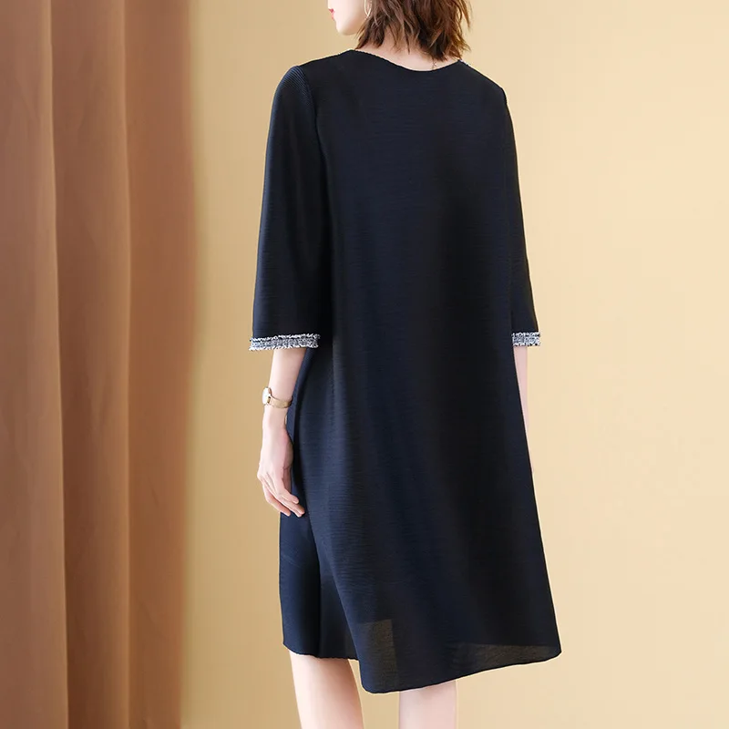 

Pleated Fall 2020 New Women's Dress Loose Large Size Belly Cover Dress