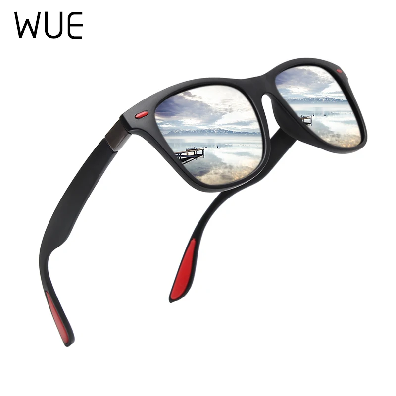 

WUE Classic Polarized Sunglasses Men Women Brand Design Driving Square Frame Sun Glasses Male Goggle UV400 Gafas De Sol