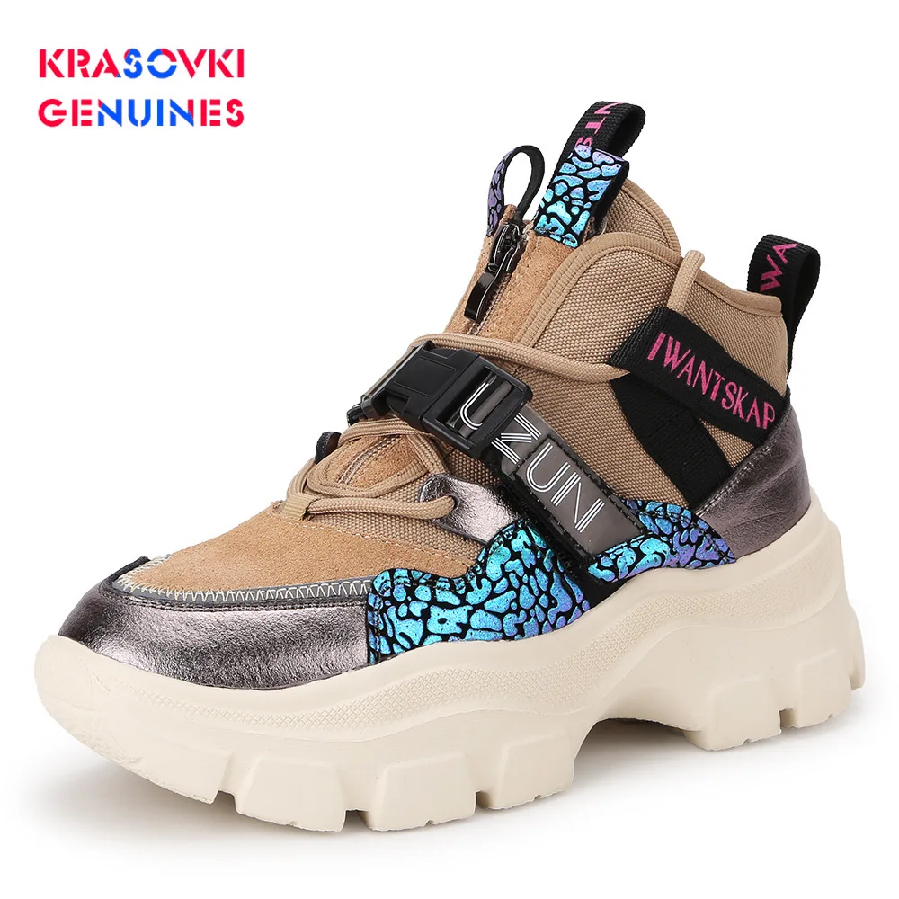 2020 женские кроссовки на платформе из натуральной кожи Женская обувь