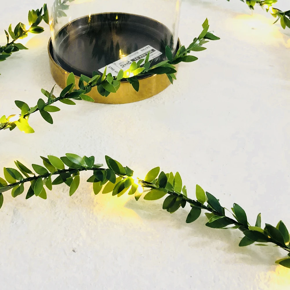 Ночник светильник зеленый лист s LED медная Фея провод струнный наружный