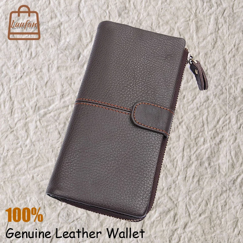 

Luufan Real Cow Leather Long Cluth Bag Vintage And Fashion Wallet Classic And Big Capacity Card Holder Case For Men 8159Q New