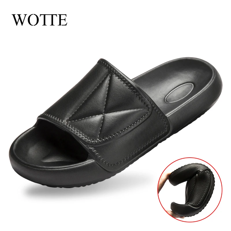 

WOTTE Slippers Men Slides Indoor Massage Slippers Man Home Bath Mens Shoes Non-slip Zapatos Hombre Beach Men Couple Flip Flops
