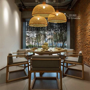 Chinese Classical Bamboo LED Pendant Lights Modern Hand Knitted Bamboo Pendant Lamp Home Decor Dining Room Cafe E27 Hanging Lamp