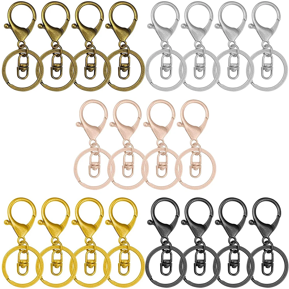 

4pcs Lobster Claw Clasp Keychain Lobster Trigger Swivel Clasps Hook Clips Key Ring Loop Key Holders For Jewelry Making DIY Craft