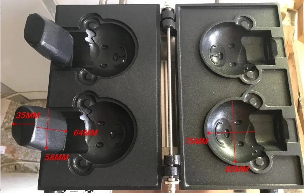 110v 220v маленький медведь открытый рот вафельница мороженое тайяки машина