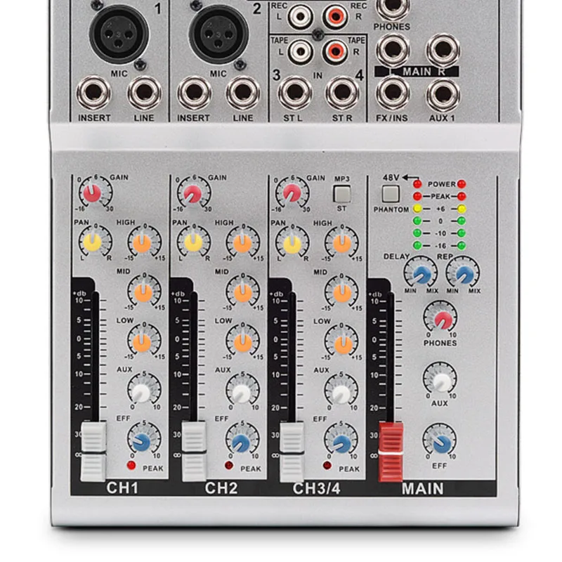 

Karaoke Mixer 4Channel Studio Audio DJ Mixing Console Amplifier Digital Mini Microphone Sound Mixer Sound Card