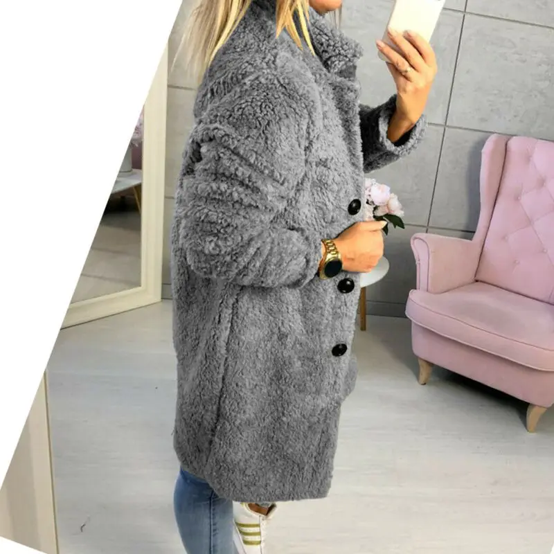 Goocheer Женская длинная куртка из искусственного меха Женское зимнее однобортное