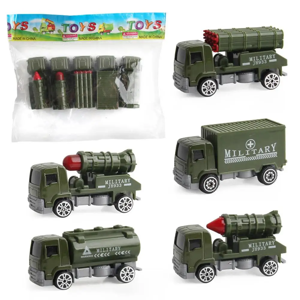 

5Pcs/Set Diecast Alloy Military Vehicles Car Inertia Toy Educational Kids Toy Boy Gift Tabletop Ornaments