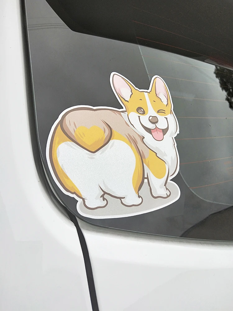 ZTTZDY 15 6 cm * 3 Lovely Blink Corgi PVC Waterproof DecorationCar Sticker YJ1-0062 | Автомобили и мотоциклы