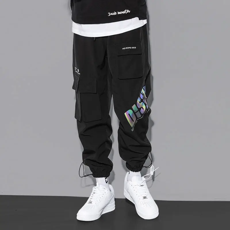 

Men's Cargo Pants Streetwear Reflective Letters Joggers Men Trousers Harem Pants Casual Kpop Men Clothing Elastic Waist Men Pant