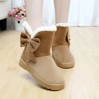 womens snow boots winter shoes warm casual fur ankles womens bow non slip plush suede flat shoes fashion womens new style