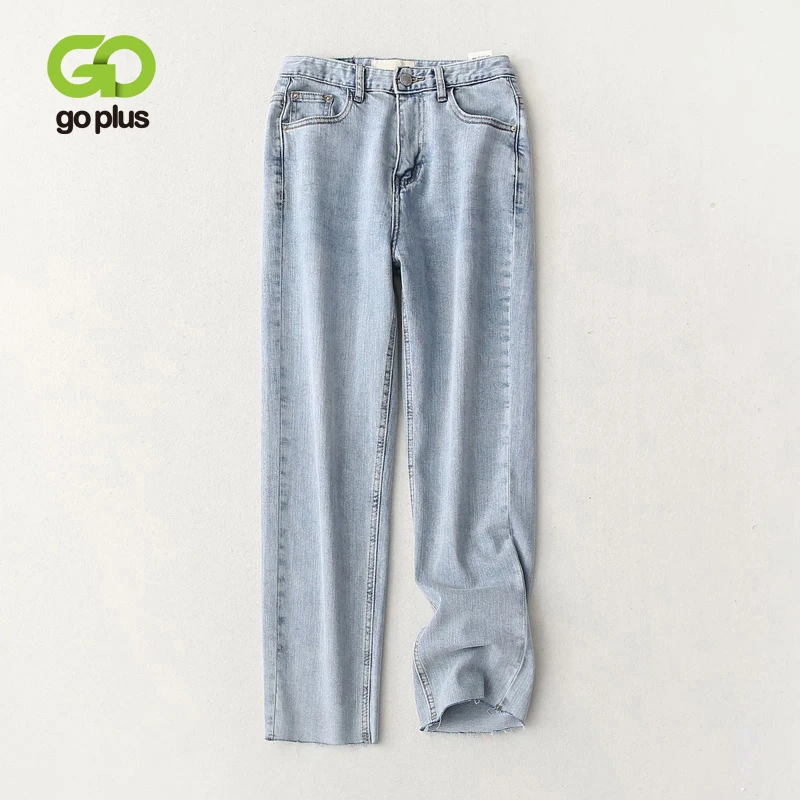 Джинсы GOPLUS женские с завышенной талией джинсы для мам корейские прямые брюки до