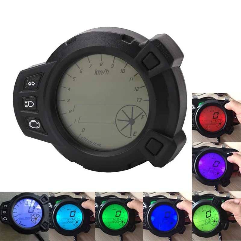 Тахометр мотоциклетный цифровой с ЖК дисплеем 12 В 10000 об./мин. 7 цветов|Комплекты