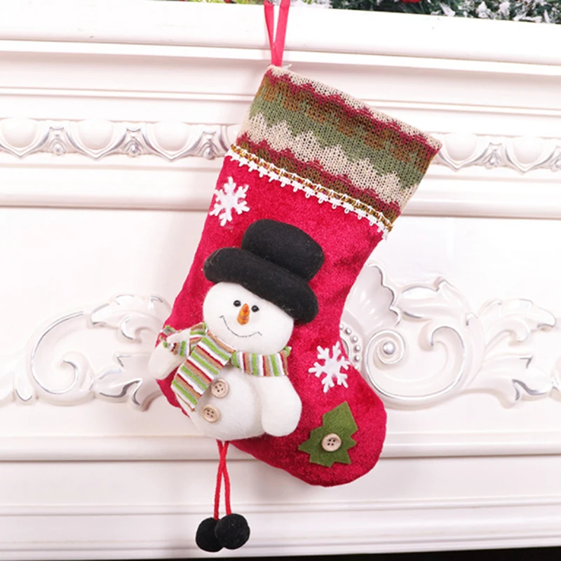 

Рождественские чулки, носки со снеговиком, Сантой, яркими конфетами, Подарочный пакет, украшение для камина, рождественской елки, новый год
