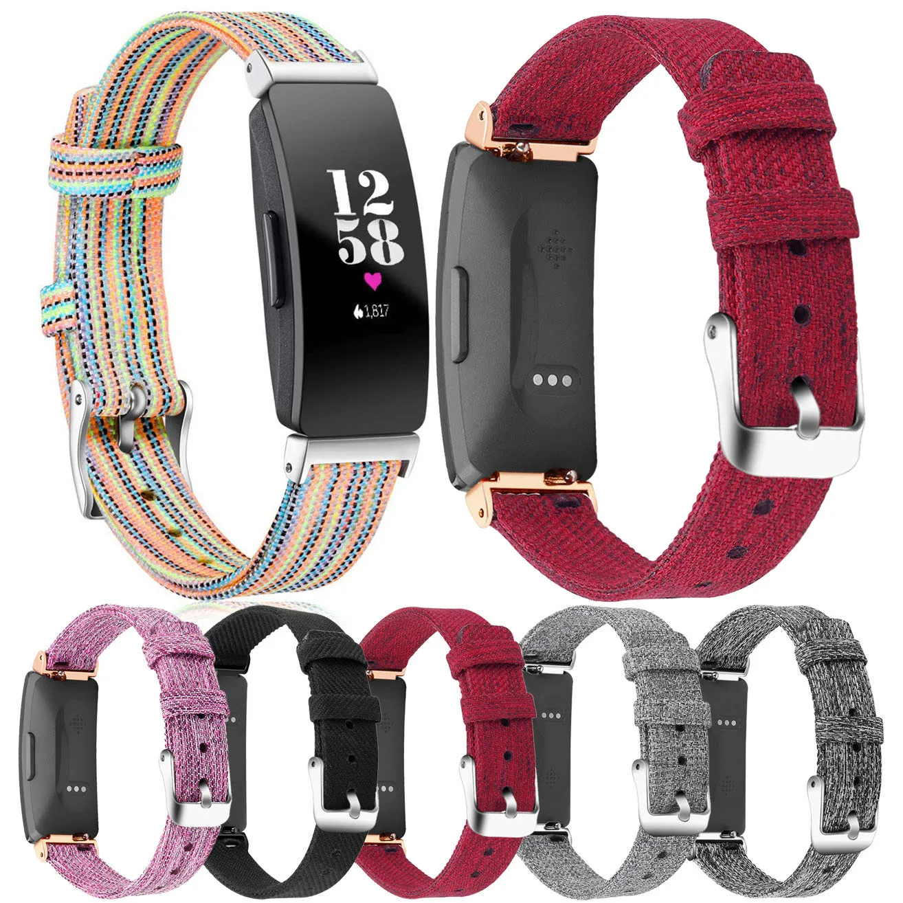 Парусиновым ремешком ремешок для Fitbit Inspire смарт браслет тканый Замена час петли