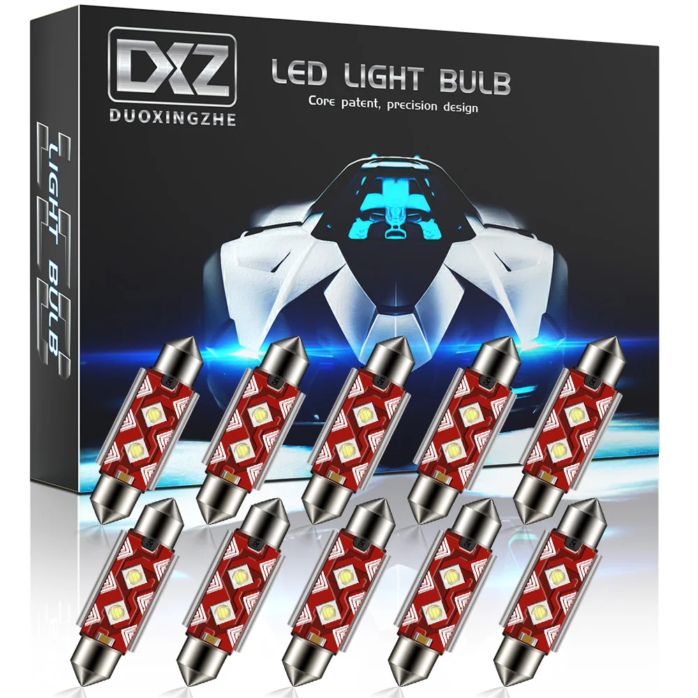 DXZ 10 шт. C5W C10W Светодиодный лампочки Canbus Festoon 36MM/39 мм/41 мм 3535 без ошибки салона Купол