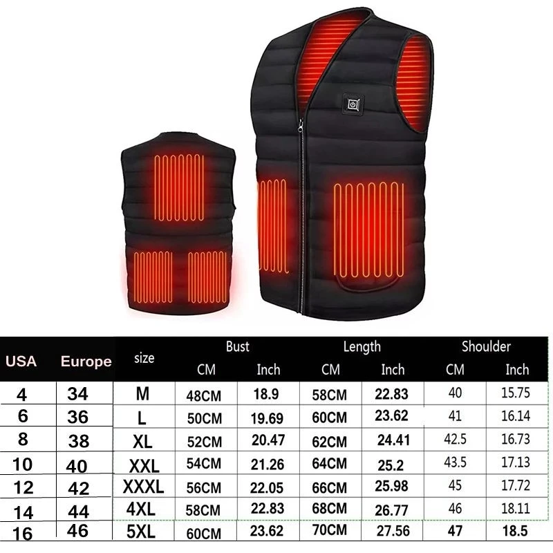 

Men Autumn winter Smart heating Cotton Vest USB Infrared Electric Heating Vest Women Outdoor Flexible Thermal Winter Warm Jacket