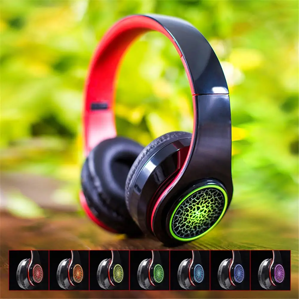 Светодиодный умный беспроводной Bluetooth наушники музыка игровая гарнитура FM приём