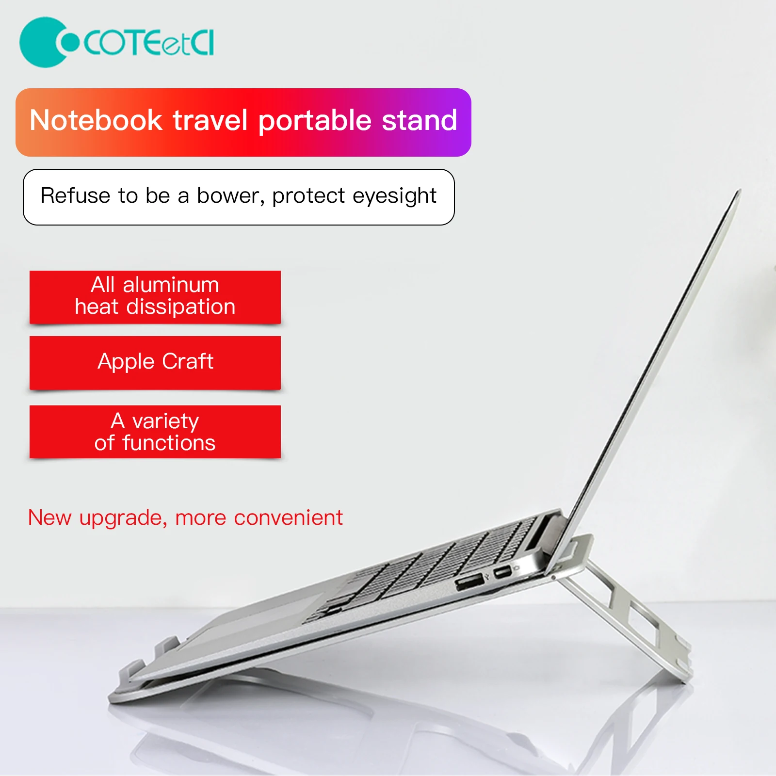 

Portable Laptop Stand Aluminium Foldable Notebook Support Laptop Base Macbook Pro Holder Adjustable Bracket Computer 1 order